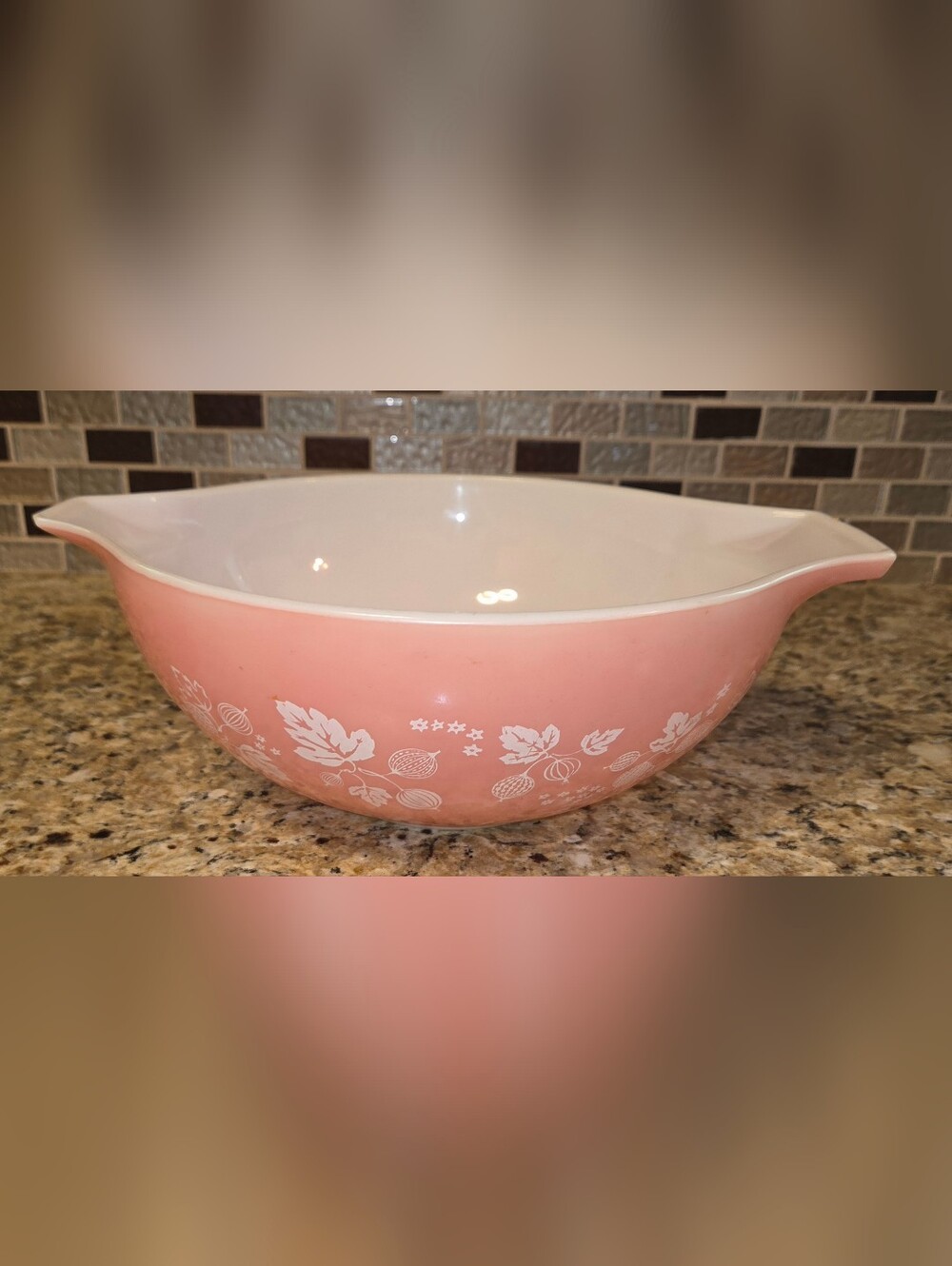 VTG 1960's PYREX Large Pink GOOSEBERRY 4QT Cinderella Nesting Mixing Bowl #444